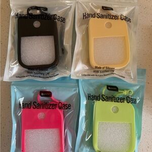 Silicone Hand Sanitizer Case - Black, Yellow, Pink, Green set of 4